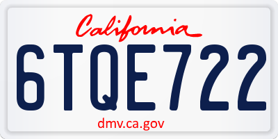 CA license plate 6TQE722