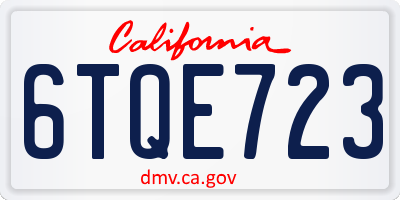 CA license plate 6TQE723
