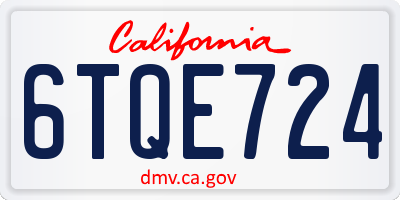 CA license plate 6TQE724