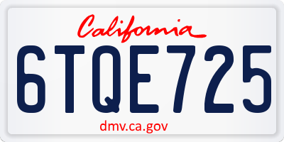 CA license plate 6TQE725