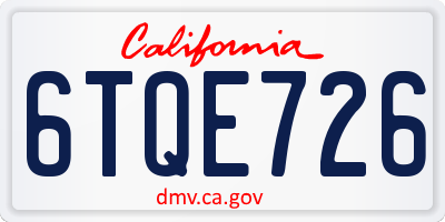 CA license plate 6TQE726