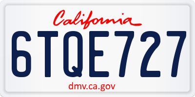 CA license plate 6TQE727