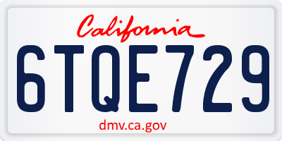 CA license plate 6TQE729