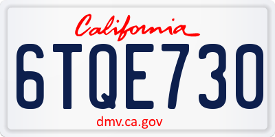 CA license plate 6TQE730