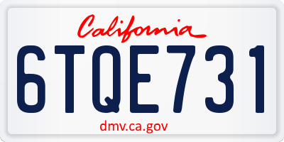 CA license plate 6TQE731