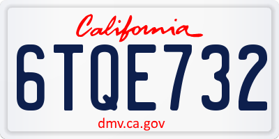 CA license plate 6TQE732