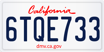 CA license plate 6TQE733