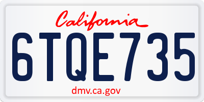 CA license plate 6TQE735