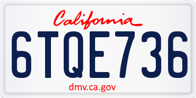 CA license plate 6TQE736