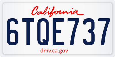 CA license plate 6TQE737