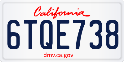 CA license plate 6TQE738