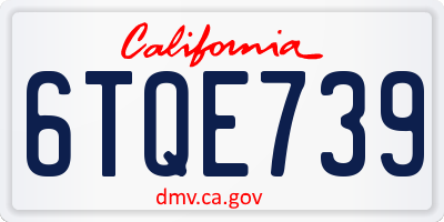 CA license plate 6TQE739