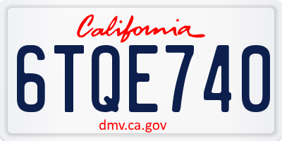 CA license plate 6TQE740
