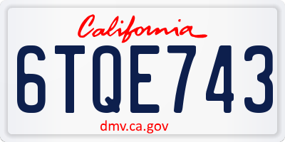 CA license plate 6TQE743