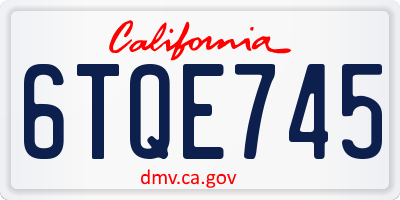 CA license plate 6TQE745