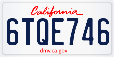 CA license plate 6TQE746