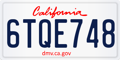 CA license plate 6TQE748