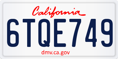 CA license plate 6TQE749