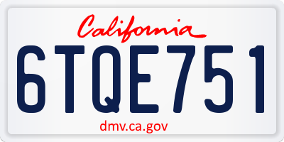 CA license plate 6TQE751