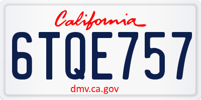 CA license plate 6TQE757