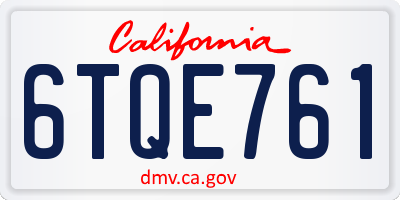 CA license plate 6TQE761