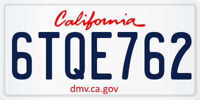 CA license plate 6TQE762