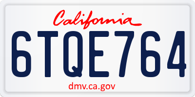 CA license plate 6TQE764