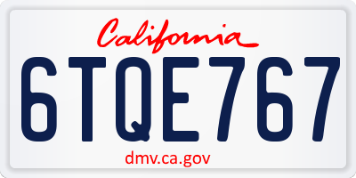 CA license plate 6TQE767