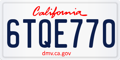 CA license plate 6TQE770