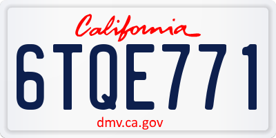 CA license plate 6TQE771