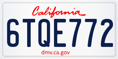 CA license plate 6TQE772