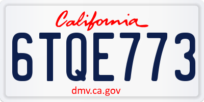 CA license plate 6TQE773
