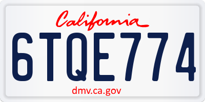 CA license plate 6TQE774