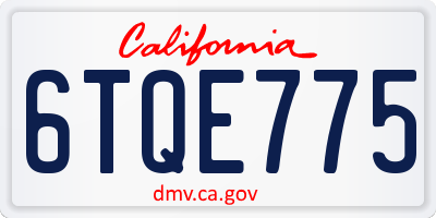 CA license plate 6TQE775