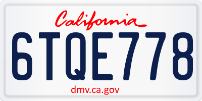 CA license plate 6TQE778