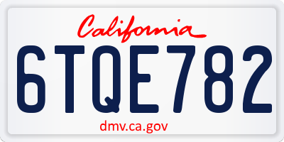 CA license plate 6TQE782