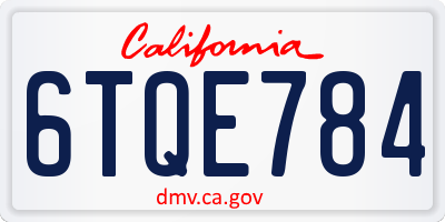 CA license plate 6TQE784