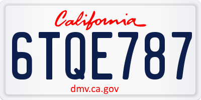 CA license plate 6TQE787