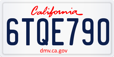 CA license plate 6TQE790