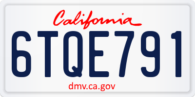 CA license plate 6TQE791