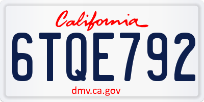 CA license plate 6TQE792