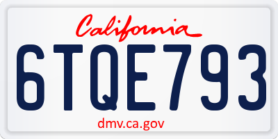 CA license plate 6TQE793