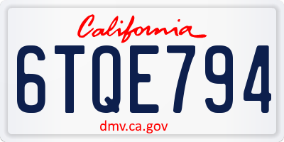 CA license plate 6TQE794