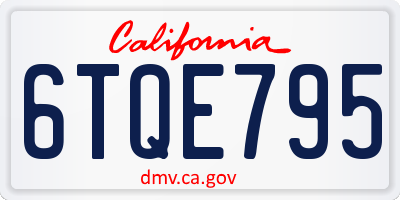 CA license plate 6TQE795