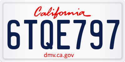 CA license plate 6TQE797