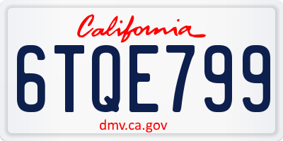 CA license plate 6TQE799