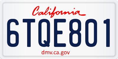 CA license plate 6TQE801