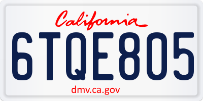 CA license plate 6TQE805