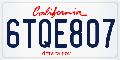 CA license plate 6TQE807