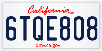 CA license plate 6TQE808